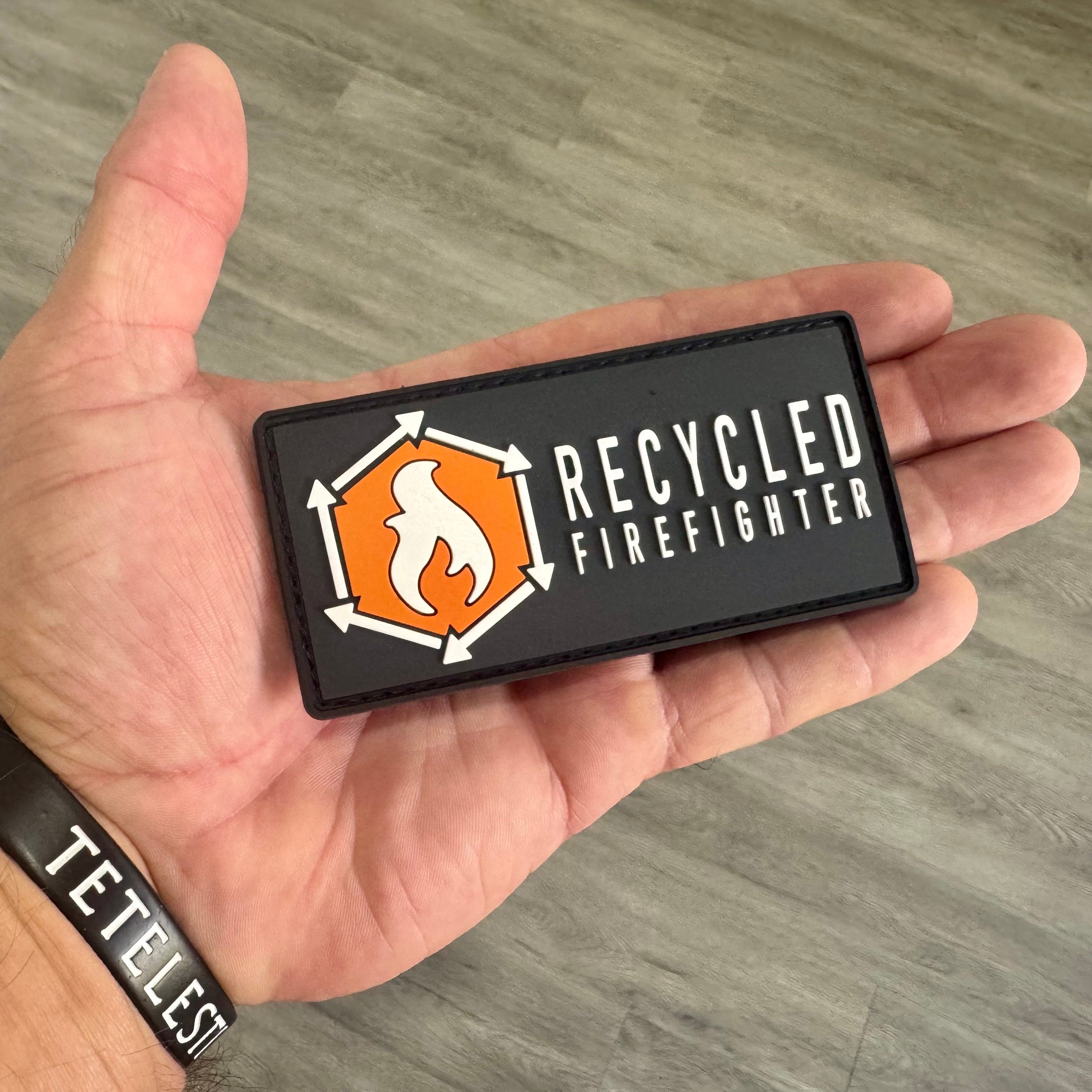 Recycled Firefighter Rubber Velcro Patch — product view 4