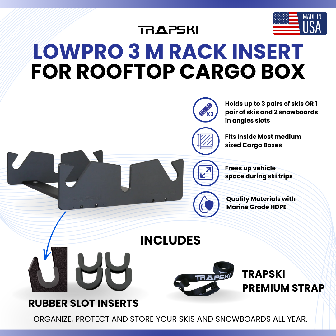 TRAPSKI LowPro 3 M Ski and Snowboard Rack Insert for Rooftop Cargo Box
