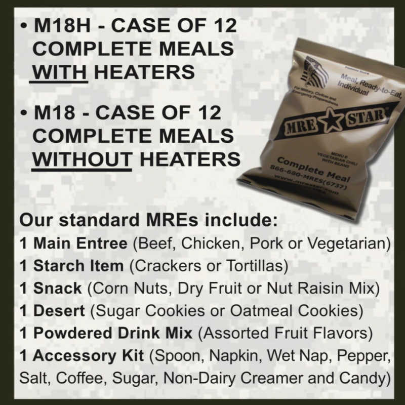 MRE Star Standard Meals — Case of 12 with Heaters — product view 2