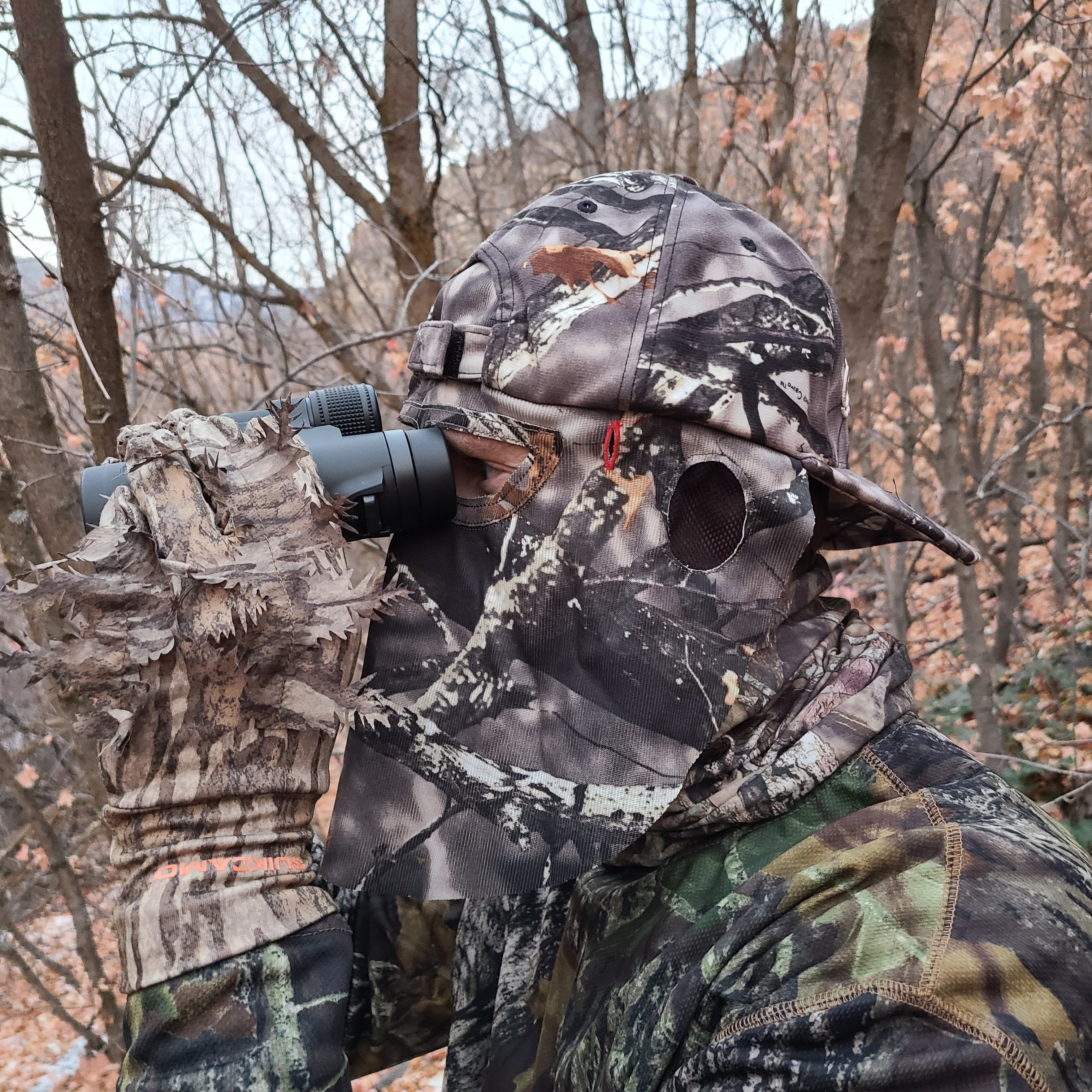 QuikCamo Mathews Logo Camo Hat with Rear Face Mask – product view 2