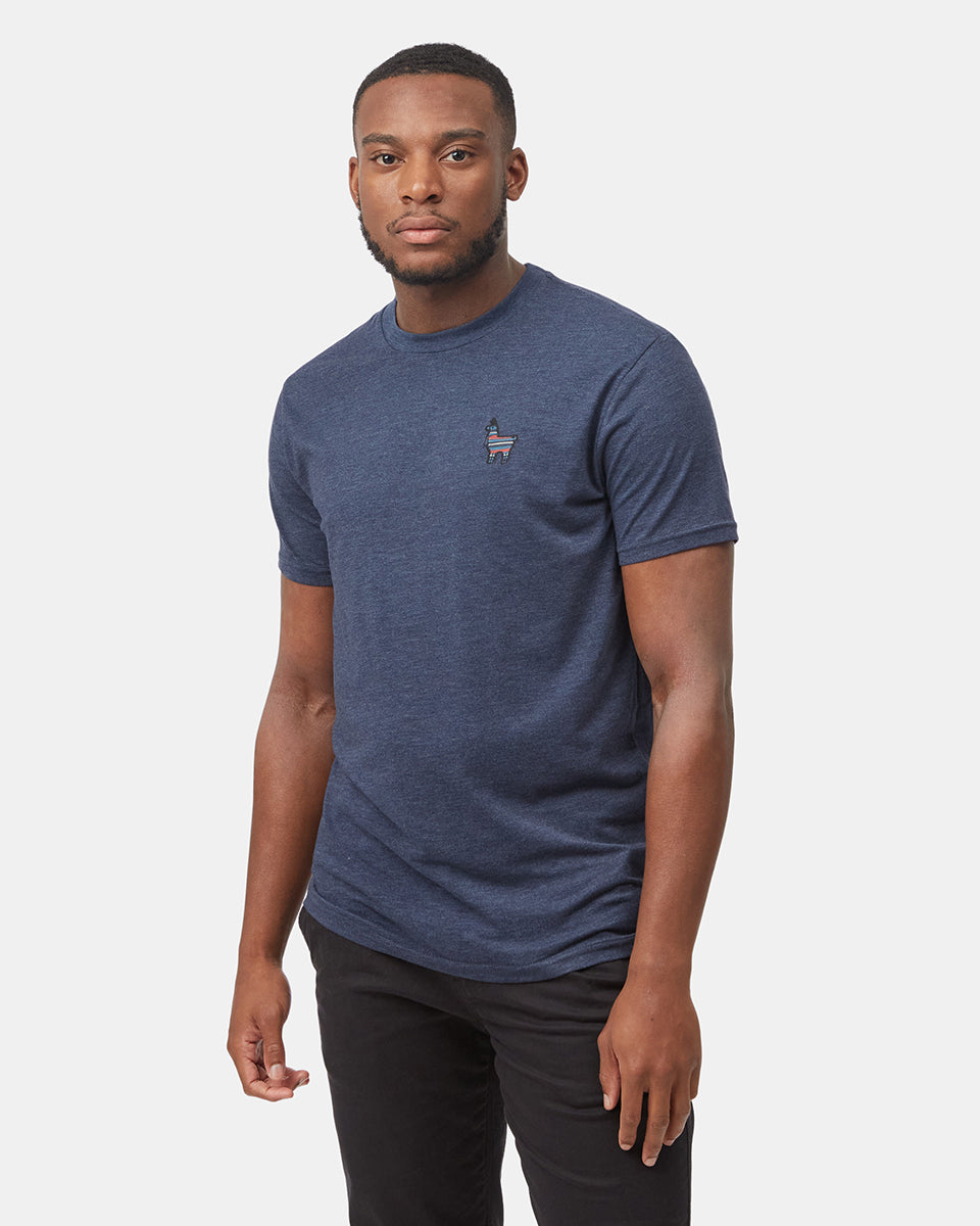 Tentree Men's Peru Embroidered Llama T-Shirt - Dress Blue