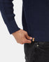 Tentree Men's Highline Mock Neck Waffle Crew - Dress Blue
