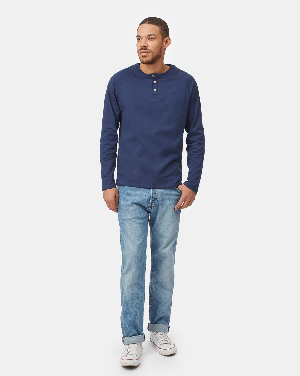 Tentree Men's Recycled Cotton Classic Henley Longsleeve - Dress Blue