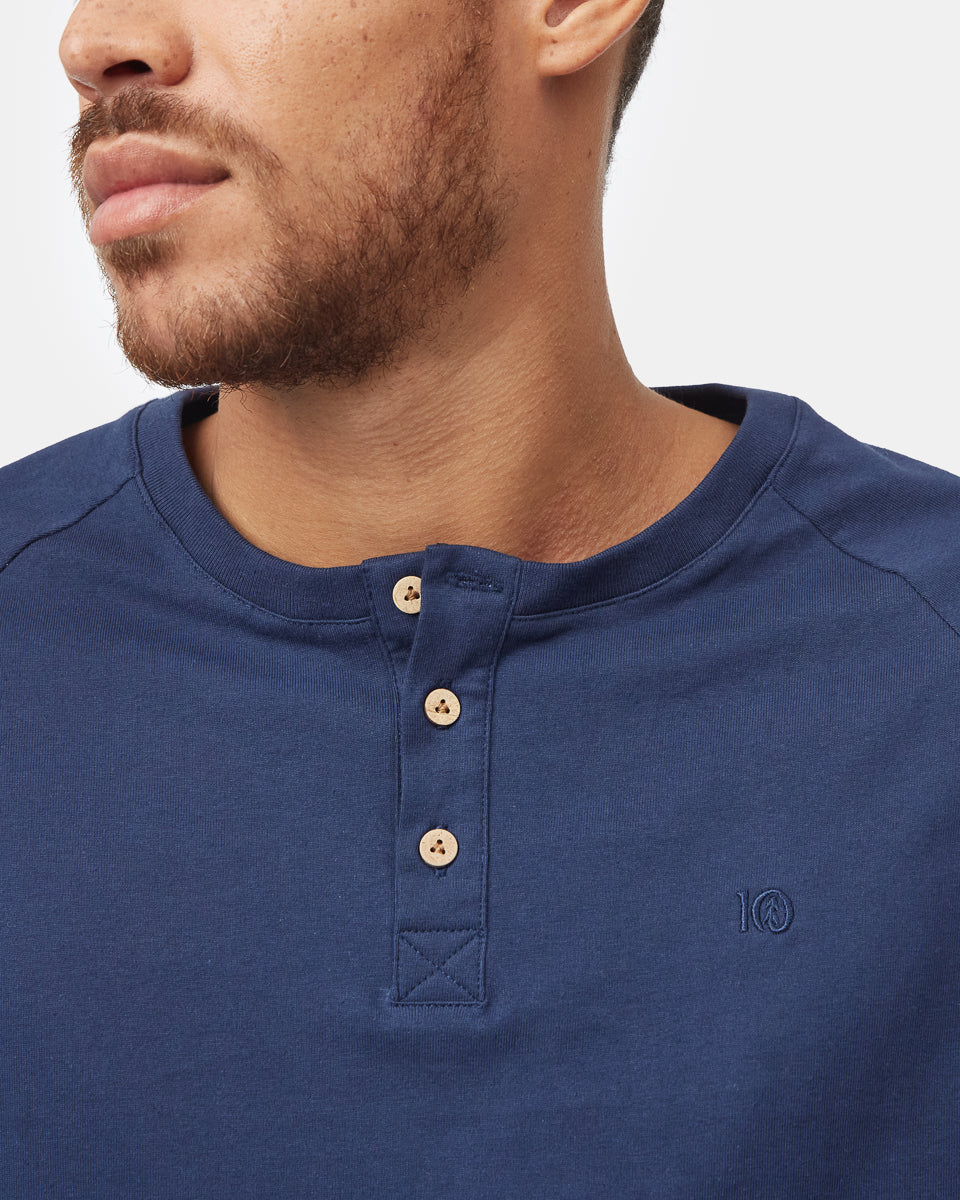 Tentree Men's Recycled Cotton Classic Henley Longsleeve - Dress Blue
