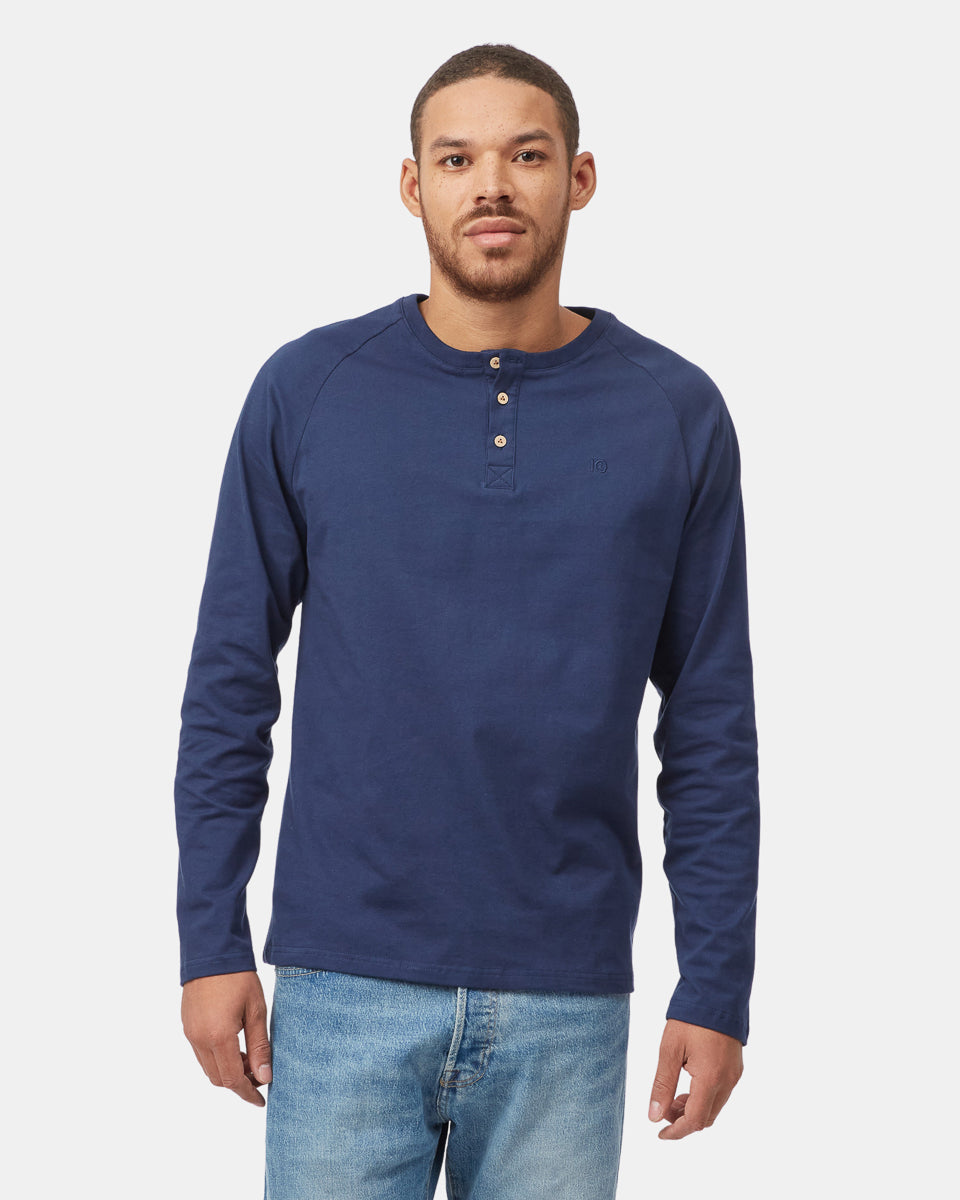 Tentree Men's Recycled Cotton Classic Henley Longsleeve - Dress Blue