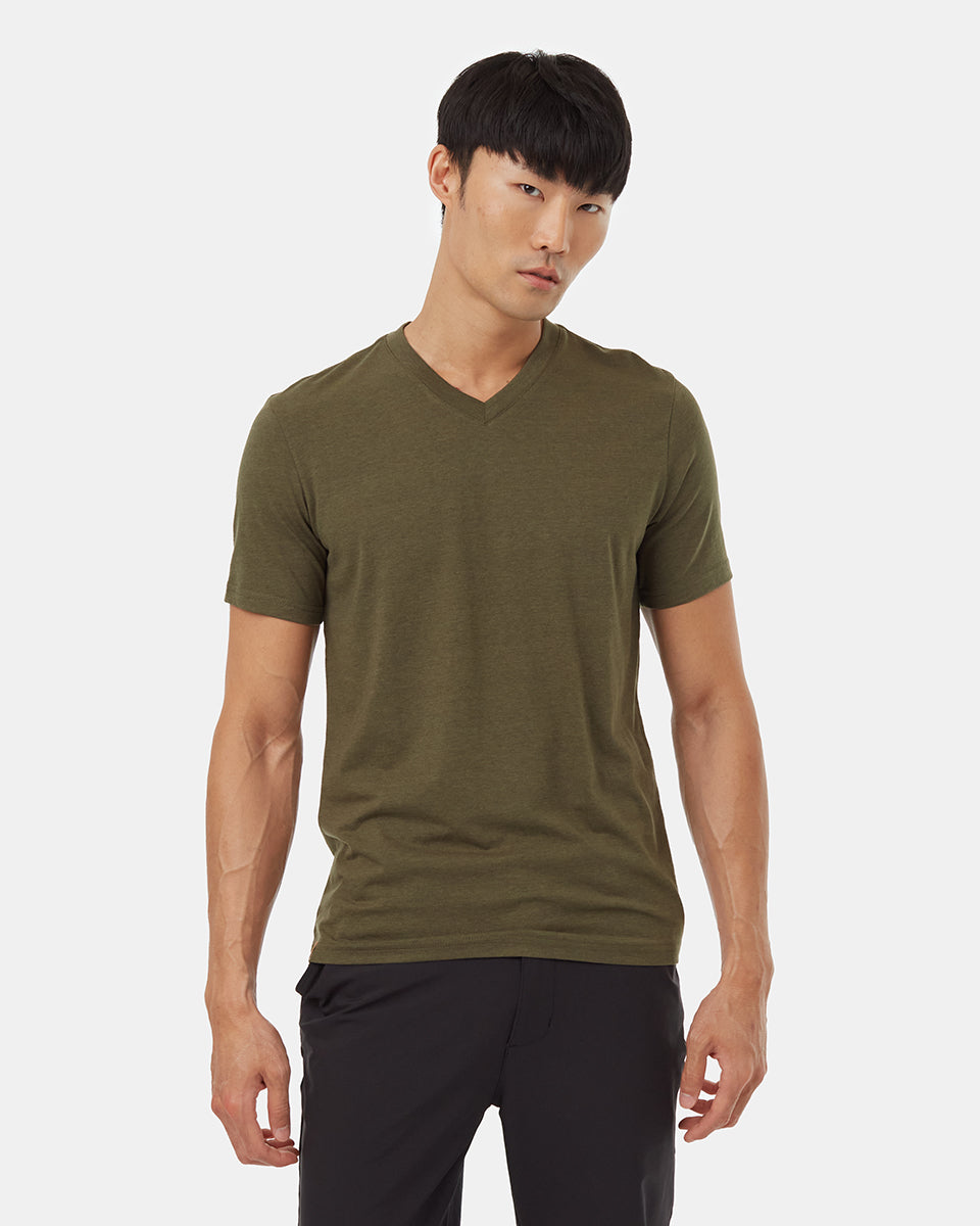Tentree Men's TreeBlend V-Neck T-Shirt - Olive Night Green