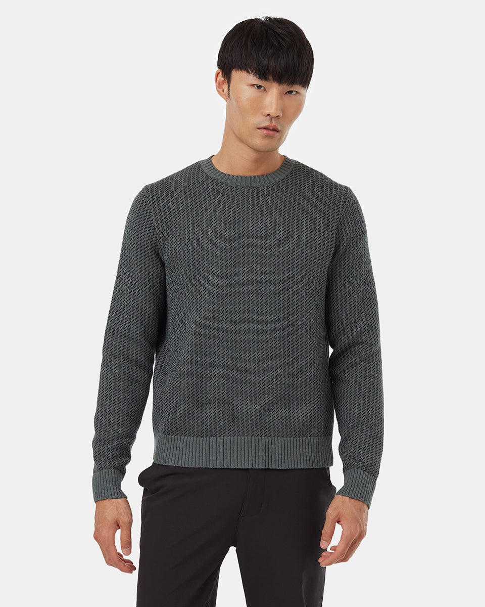 Tentree Men's Highline Patterned Crew - Urban Green Meteorite Black
