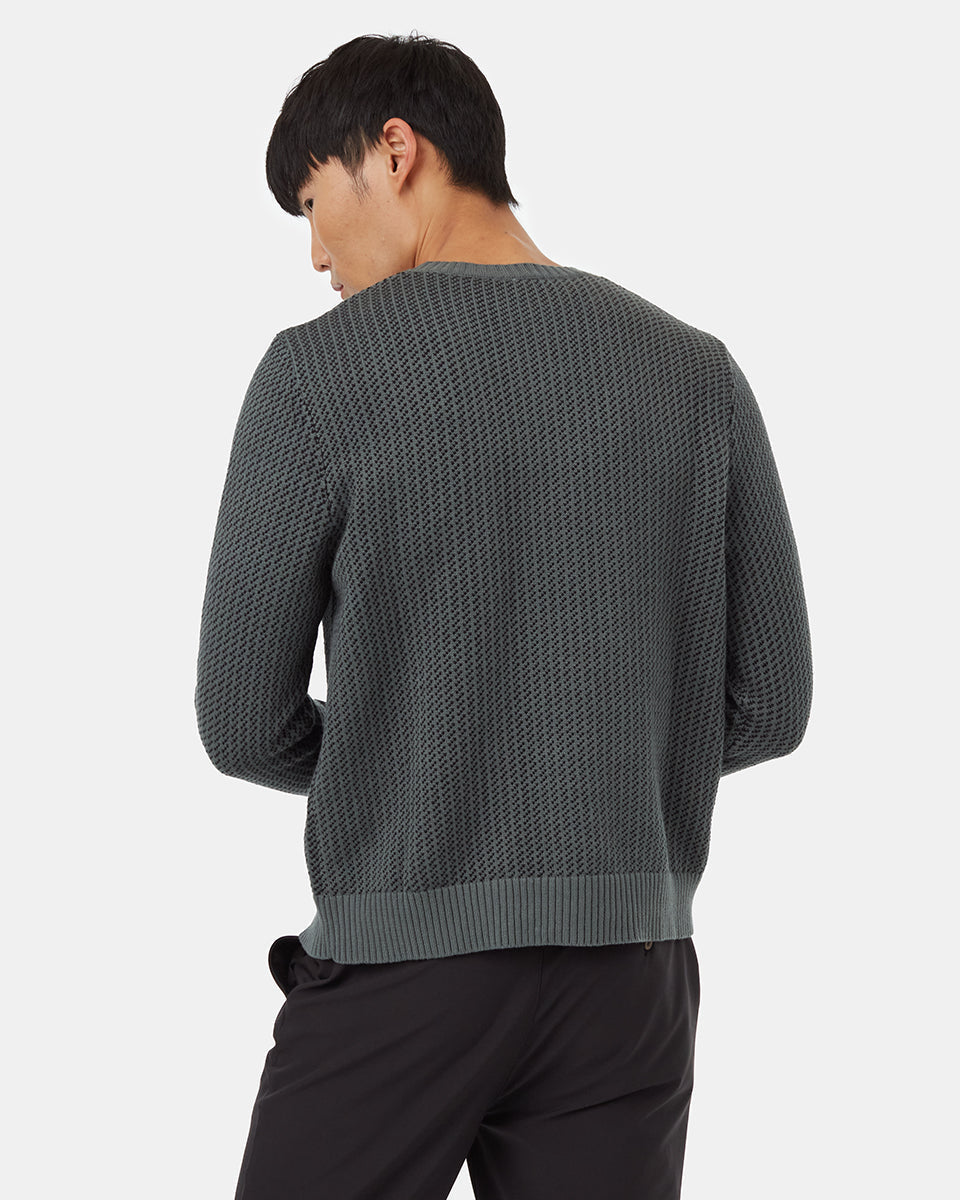 Tentree Men's Highline Patterned Crew - Urban Green Meteorite Black