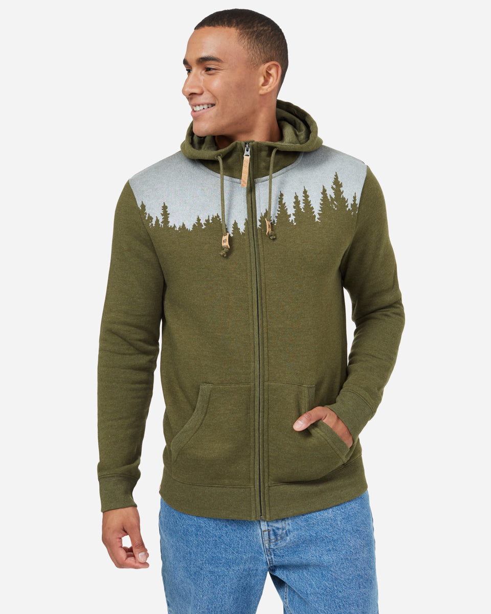 Tentree Juniper Zip Hoodie - Olive Night Green Heather