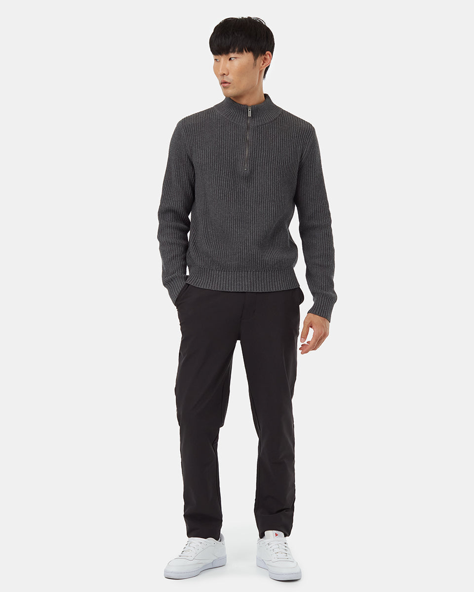 Tentree Men's Highline 1/4 Zip Sweater - Dark Grey Heather
