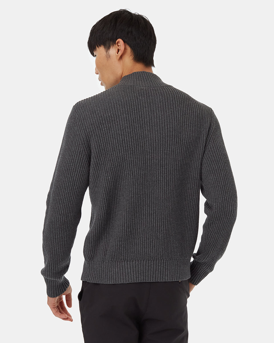 Tentree Men's Highline 1/4 Zip Sweater - Dark Grey Heather