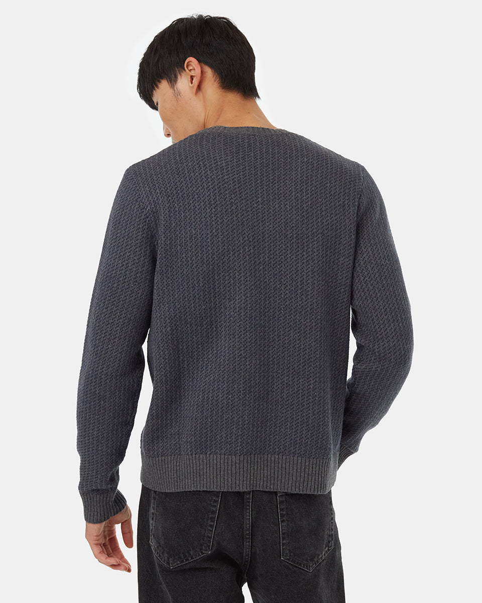 Tentree Men's Highline Patterned Crew - Dark Grey Heather Dress Blue