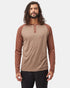 Tentree Men's TreeBlend Baker Henley Longsleeve - Pine Bark Heather Sepia Heather