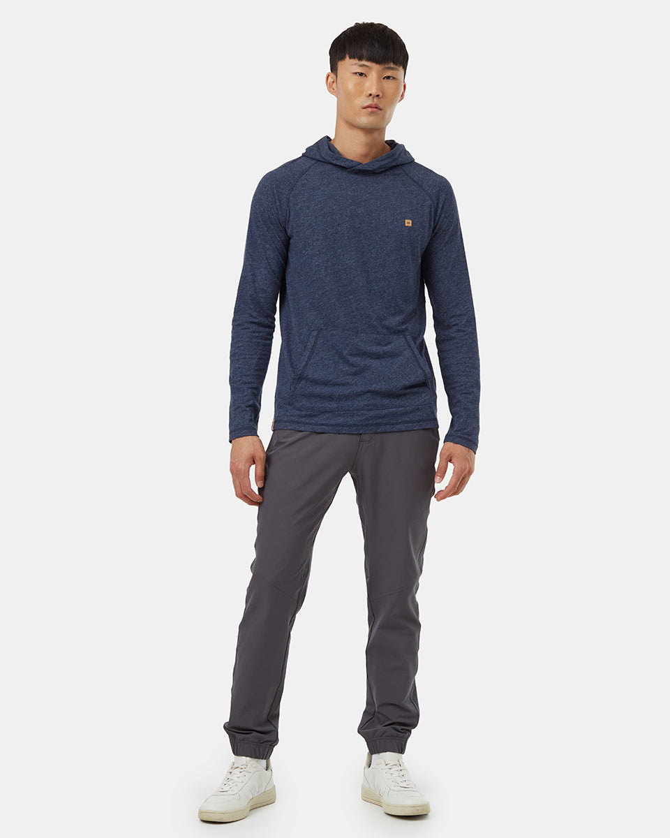 Tentree Men's Hemp Boulder Hooded Longsleeve - Dress Blue Heather