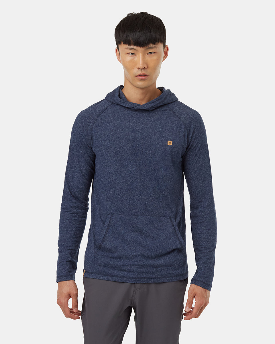 Tentree Men's Hemp Boulder Hooded Longsleeve - Dress Blue Heather