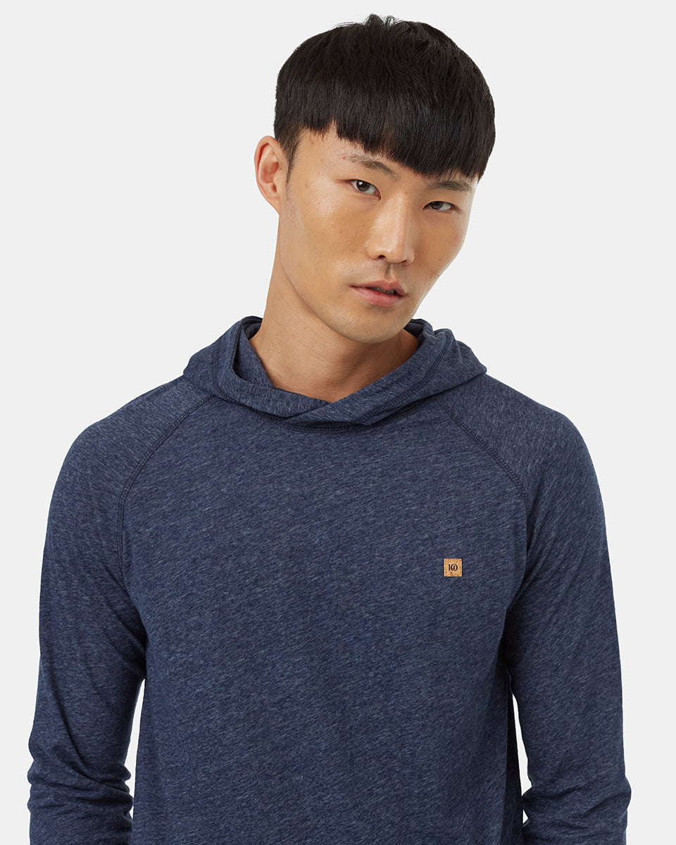 Tentree Men's Hemp Boulder Hooded Longsleeve - Dress Blue Heather