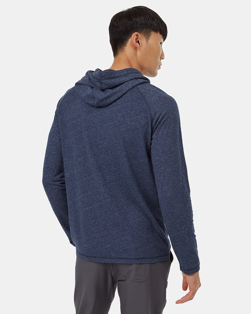 Tentree Men's Hemp Boulder Hooded Longsleeve - Dress Blue Heather