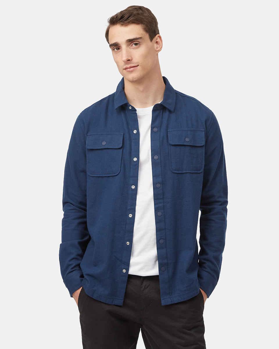Tentree Men's Kapok Flannel Colville - Dress Blue