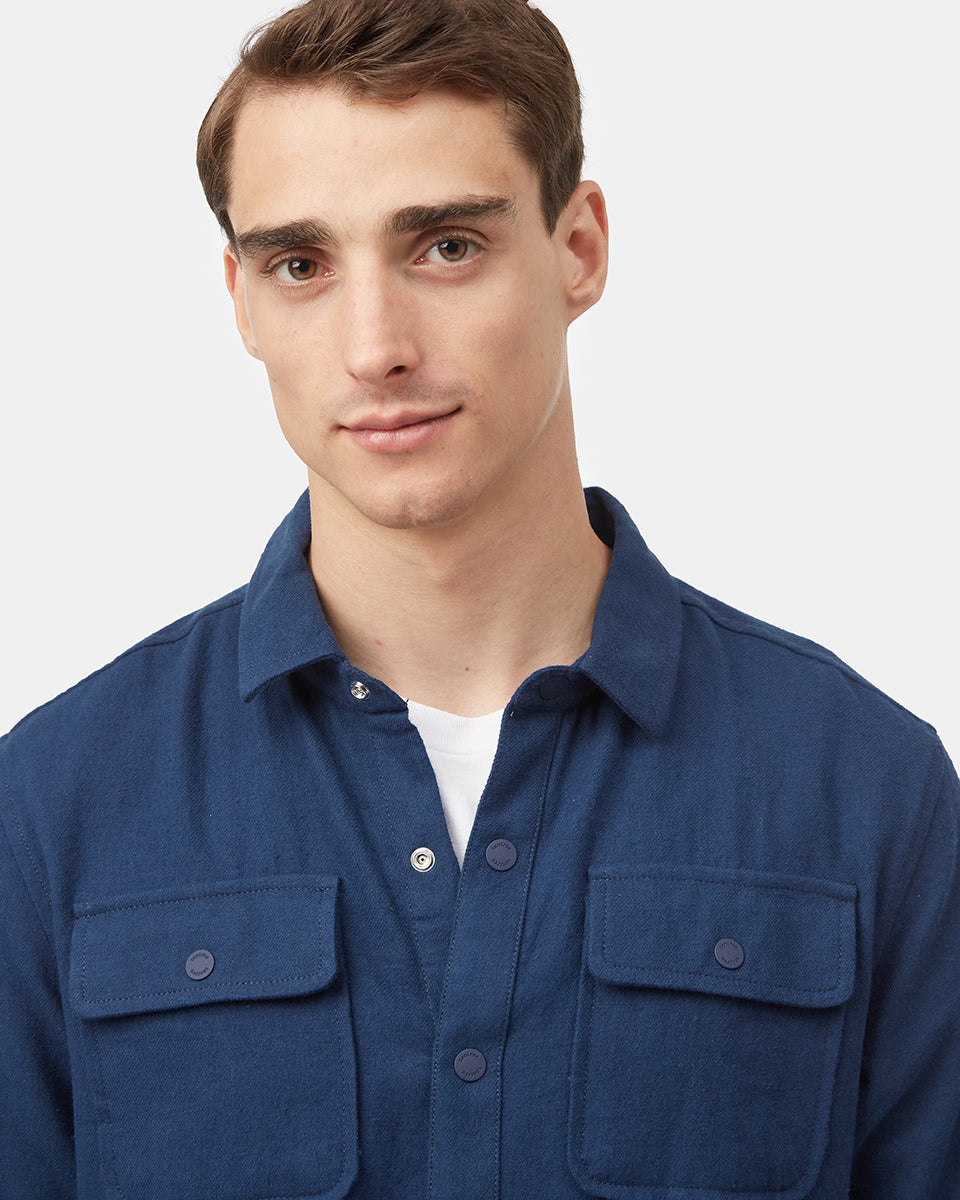Tentree Men's Kapok Flannel Colville - Dress Blue