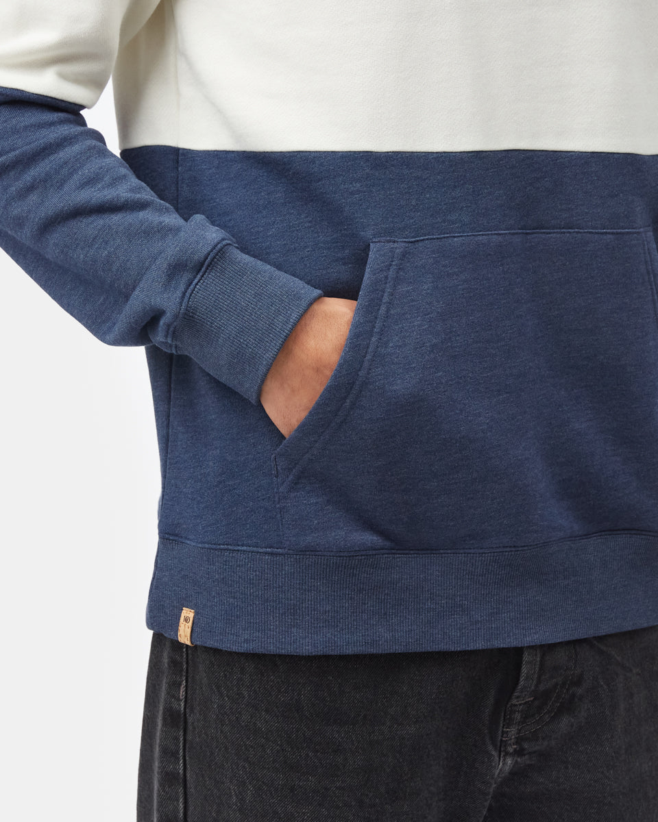 Tentree Men's TreeFleece Blocked Reynard Hoodie - Zinc Cloud White Dress Blue