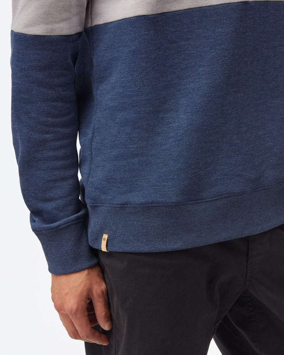 Tentree Men's Blocked Reynard Crew - Vintage Blue Zinc Dress Blue