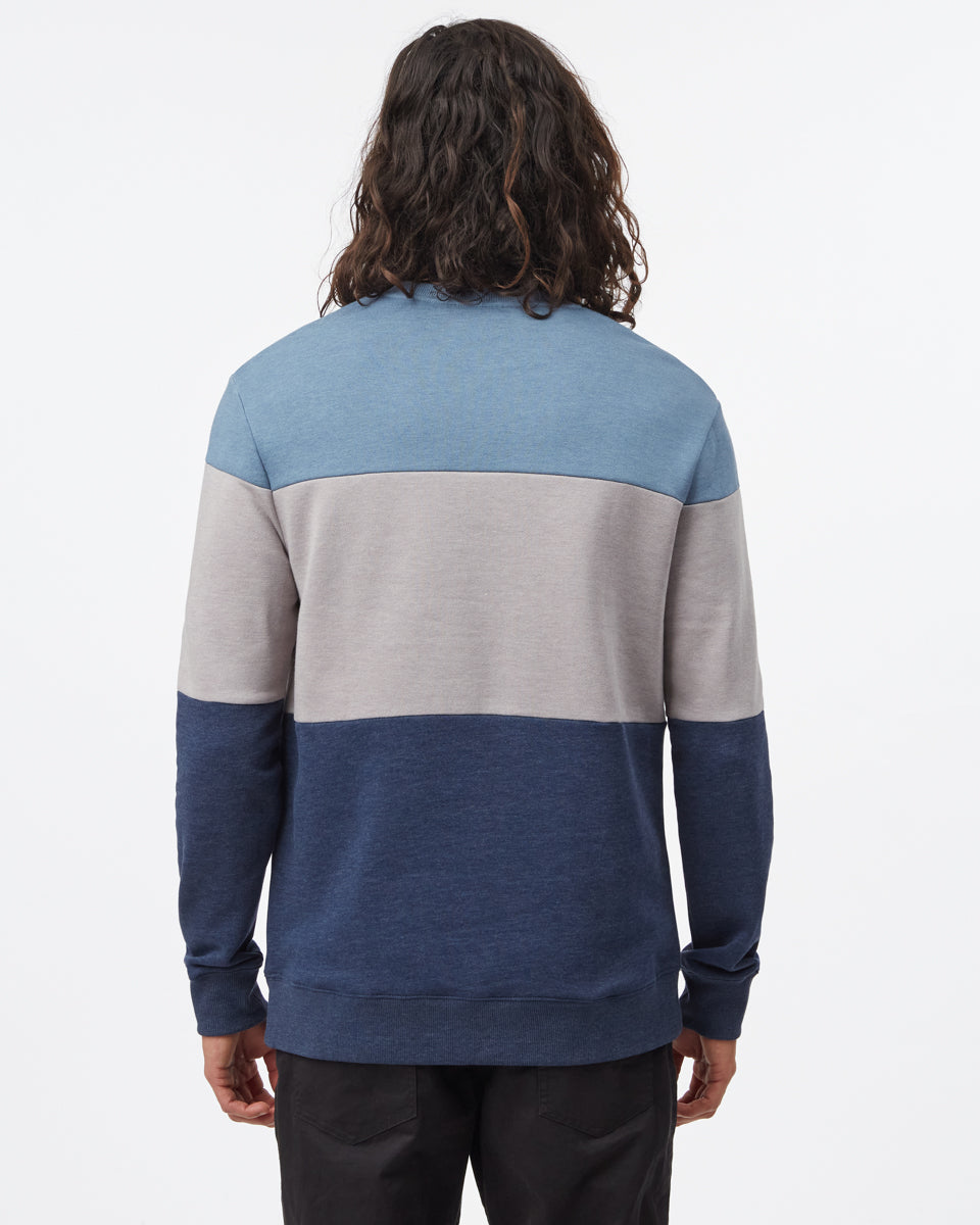 Tentree Men's Blocked Reynard Crew - Vintage Blue Zinc Dress Blue