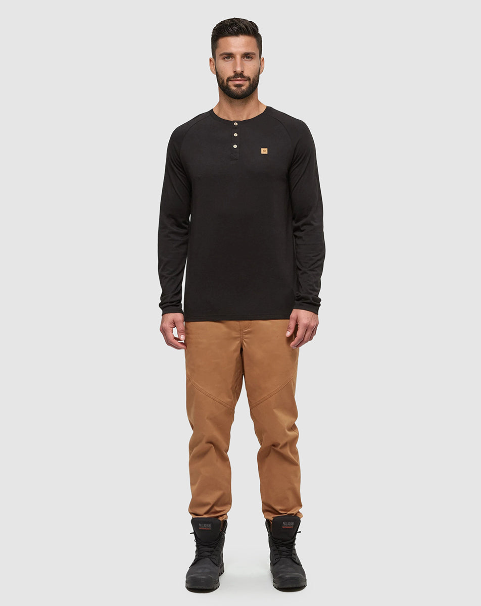 Tentree Men's TreeBlend Baker Henley Longsleeve - Meteorite Black