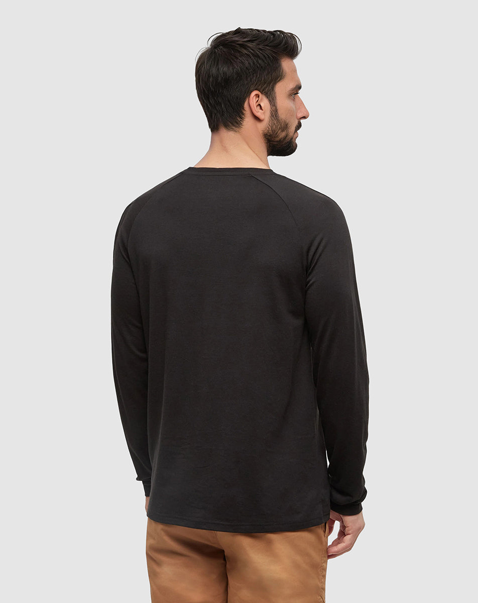 Tentree Men's TreeBlend Baker Henley Longsleeve - Meteorite Black