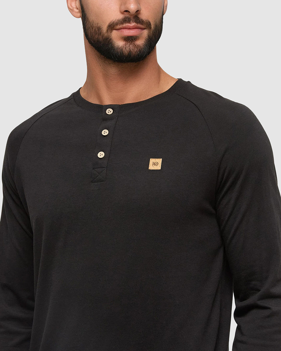 Tentree Men's TreeBlend Baker Henley Longsleeve - Meteorite Black