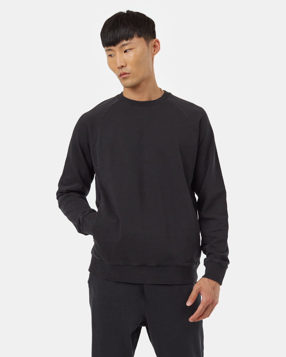 Tentree Organic French Terry Raglan Crew - Meteorite Black