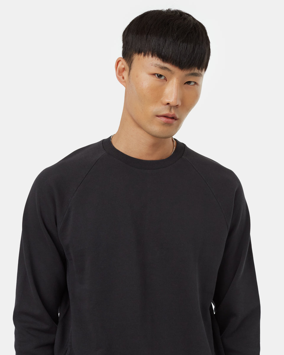 Tentree Organic French Terry Raglan Crew - Meteorite Black