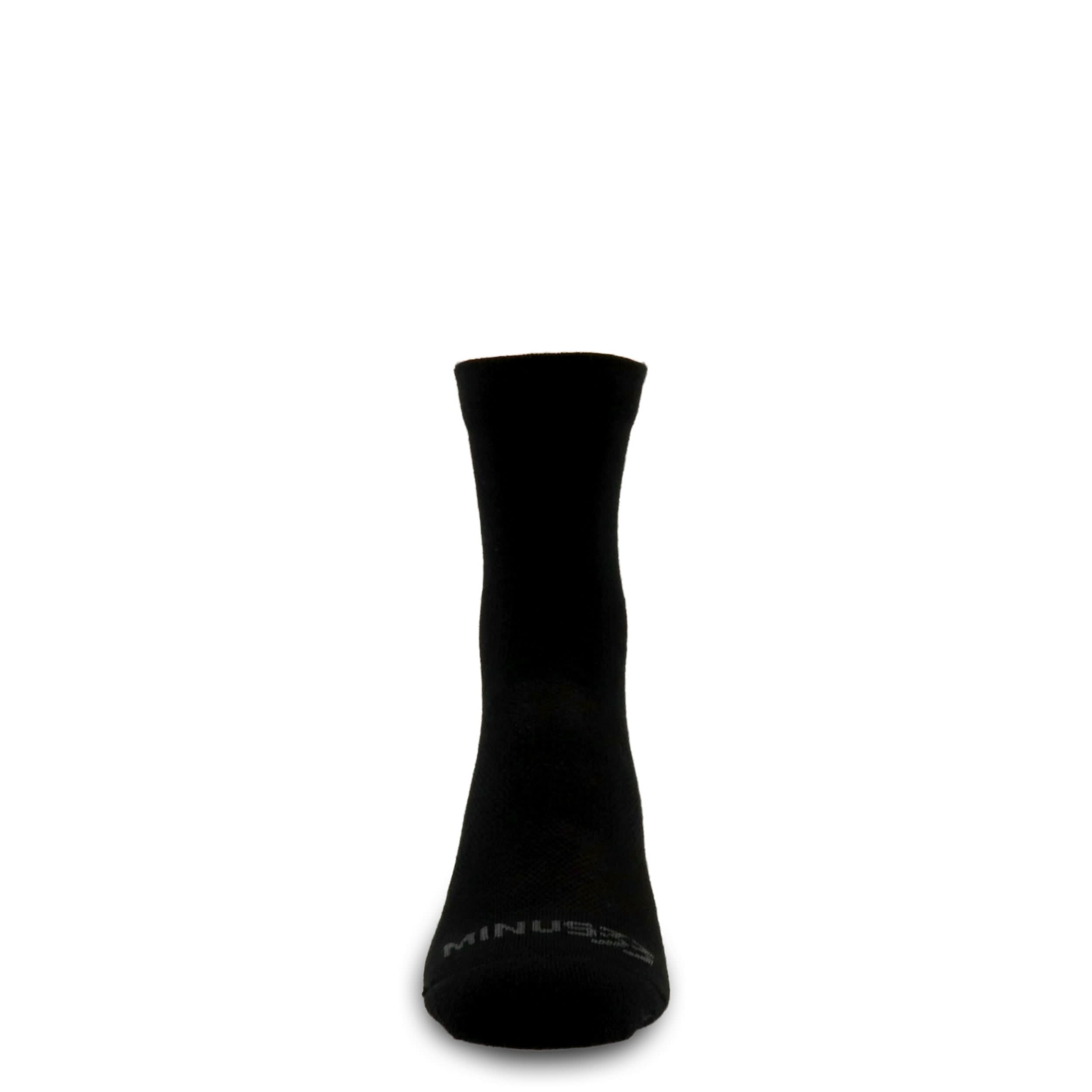Mini Crew performance wool running socks, toe-facing front view