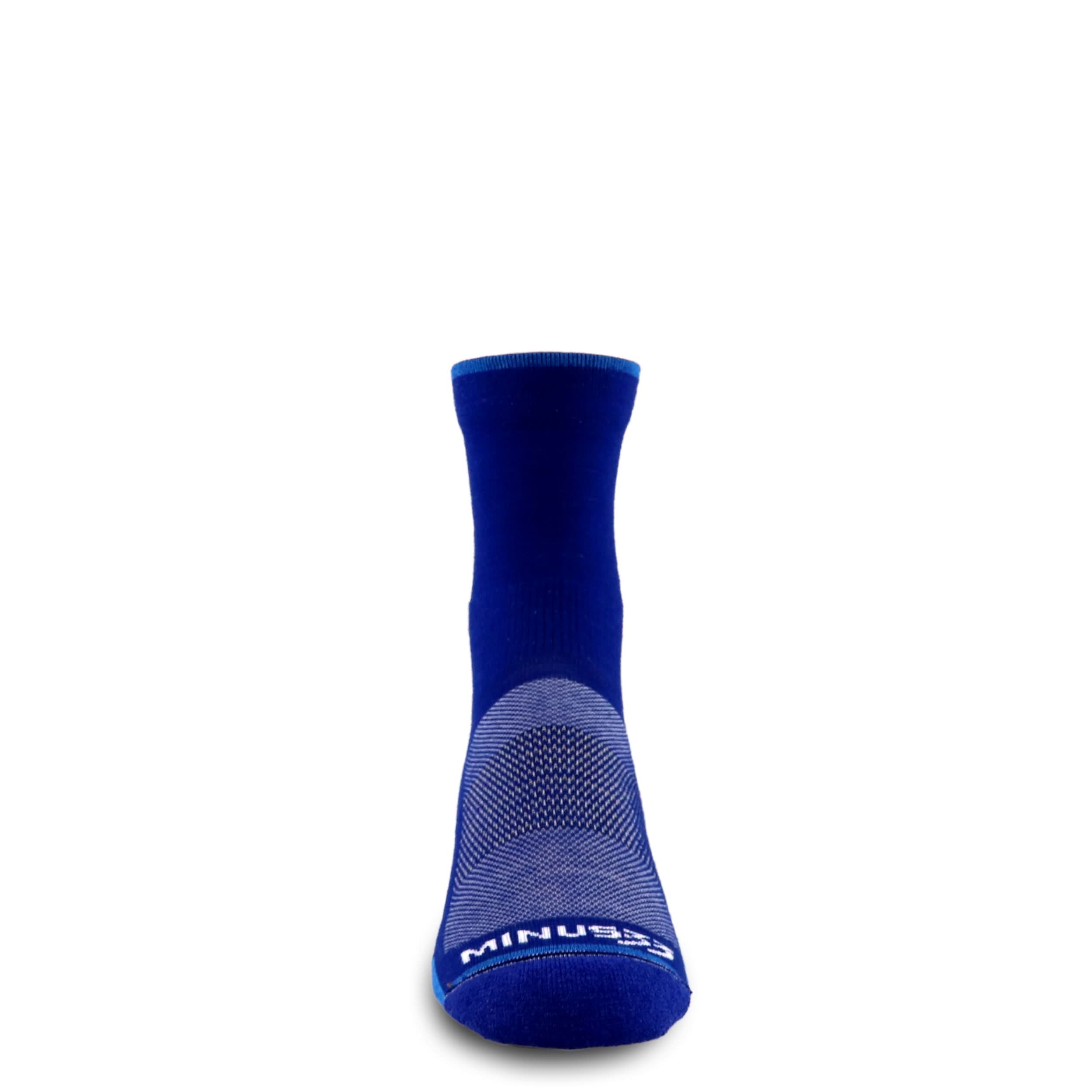 Mini Crew performance wool running socks, toe-facing front view