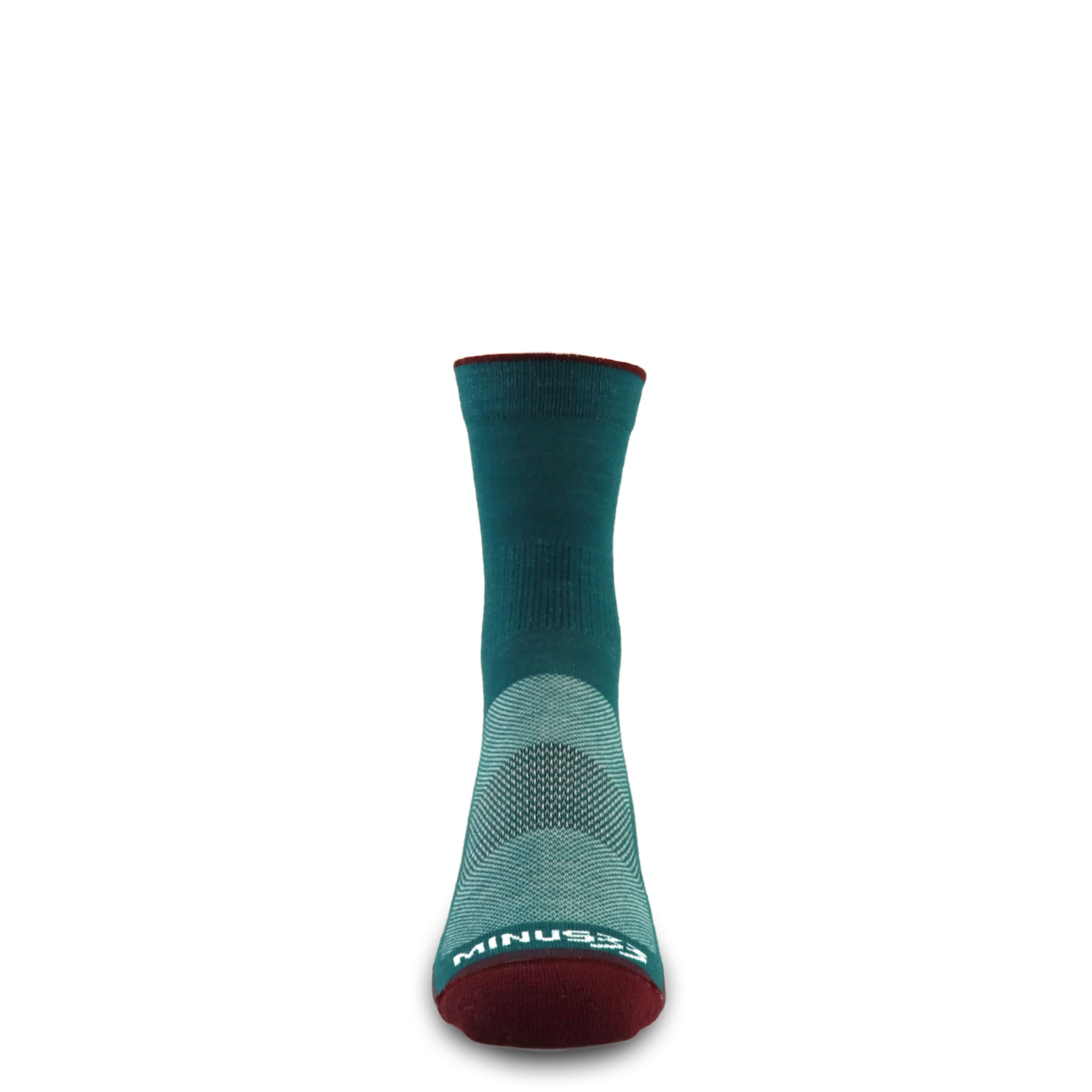 Mini Crew performance wool running socks, toe-facing front view
