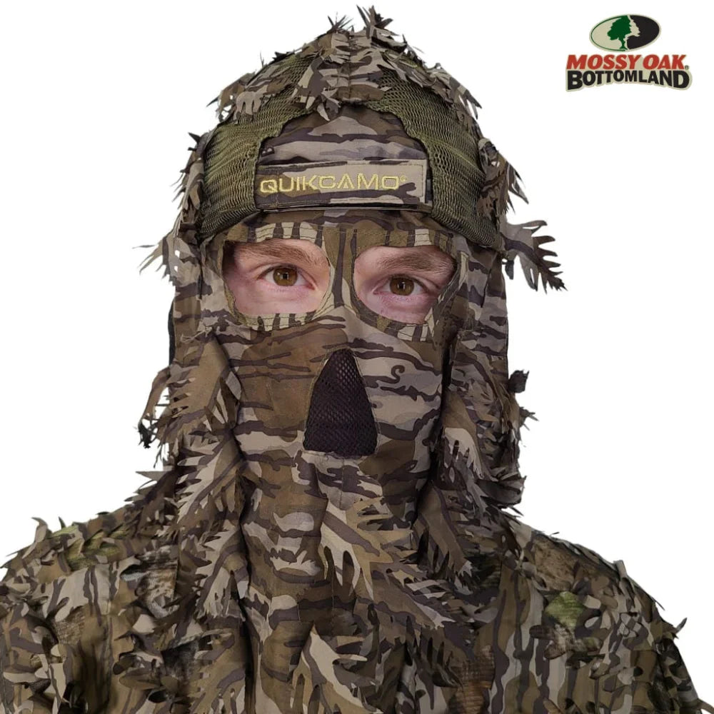 QuikCamo Fitted Hat with Rear Leafy Camo Face Mask – product view 12