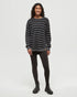 Tentree Women's Broughton Sweater - Dark Grey Heather Meteorite Black Linear Stripe