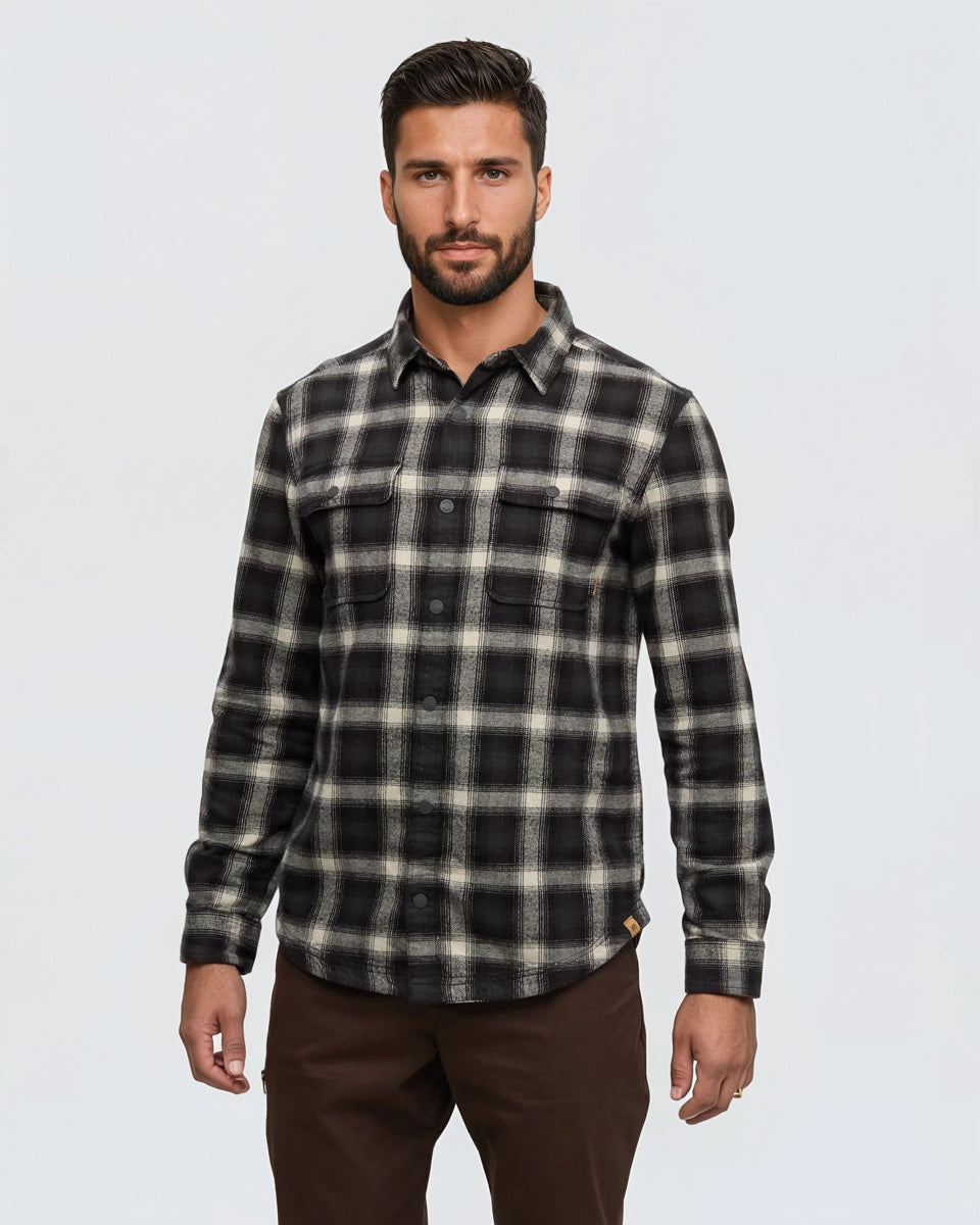 Tentree Men's Kapok Flannel Colville - Warm Oak Dusk Plaid