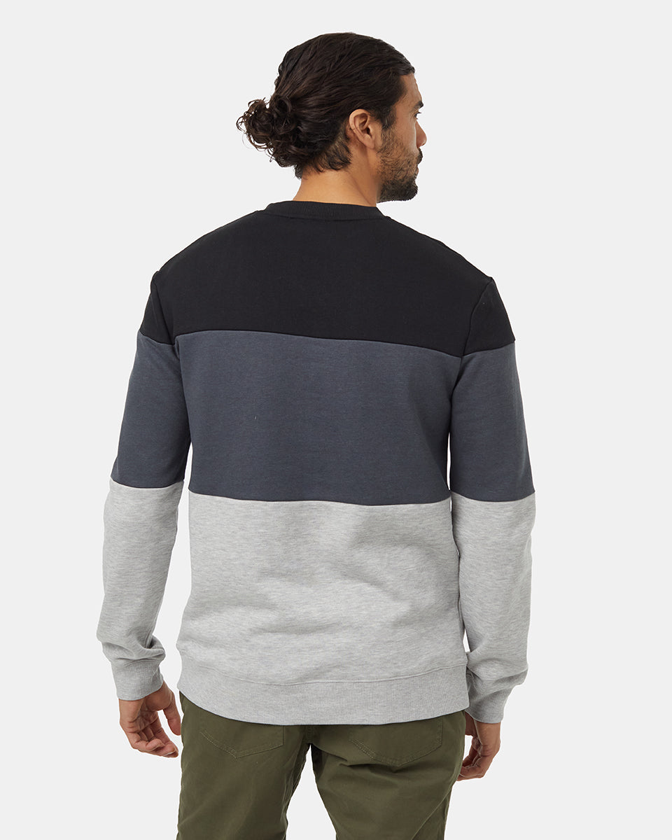 Tentree Men's Blocked Reynard Crew - Meteorite Black Graphite Hi Rise Grey Heather