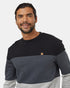 Tentree Men's Blocked Reynard Crew - Meteorite Black Graphite Hi Rise Grey Heather