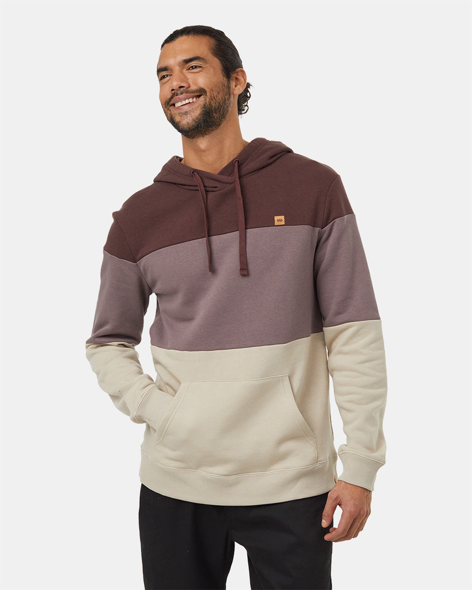 Tentree Men's TreeFleece Blocked Reynard Hoodie - Deep Mahogany Elkwood Pale Oak