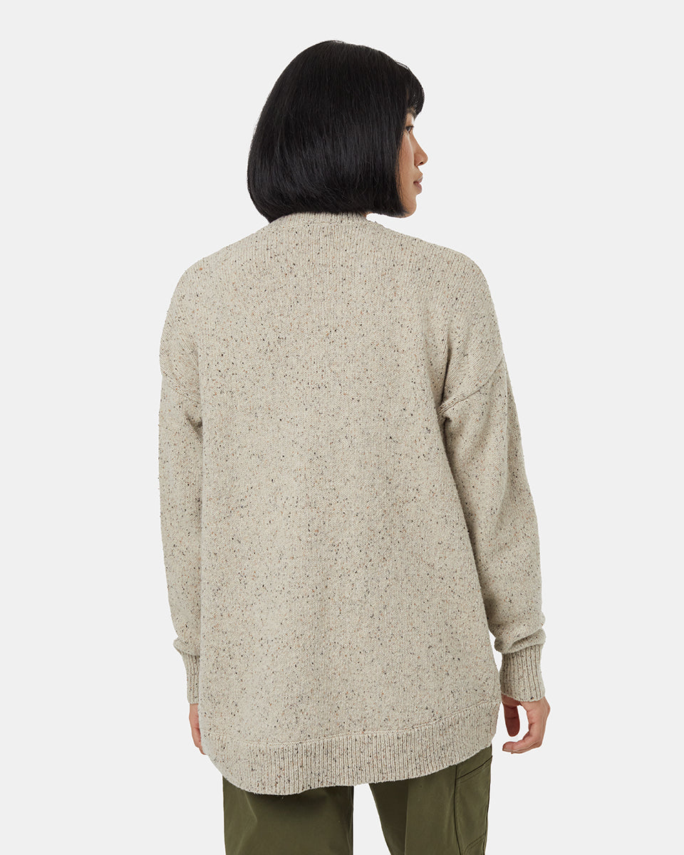 Tentree Women's Prairies Fleck Cardigan - Pale Oak Heather Nep