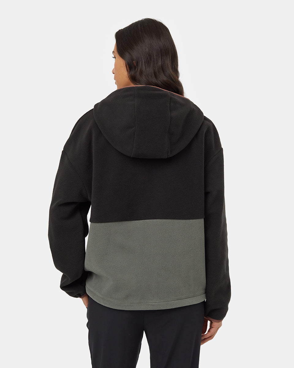 Tentree Women's Recycled MicroFleece Contrast 1/4 Zip - Meteorite Black Mineral Mesa Red-E