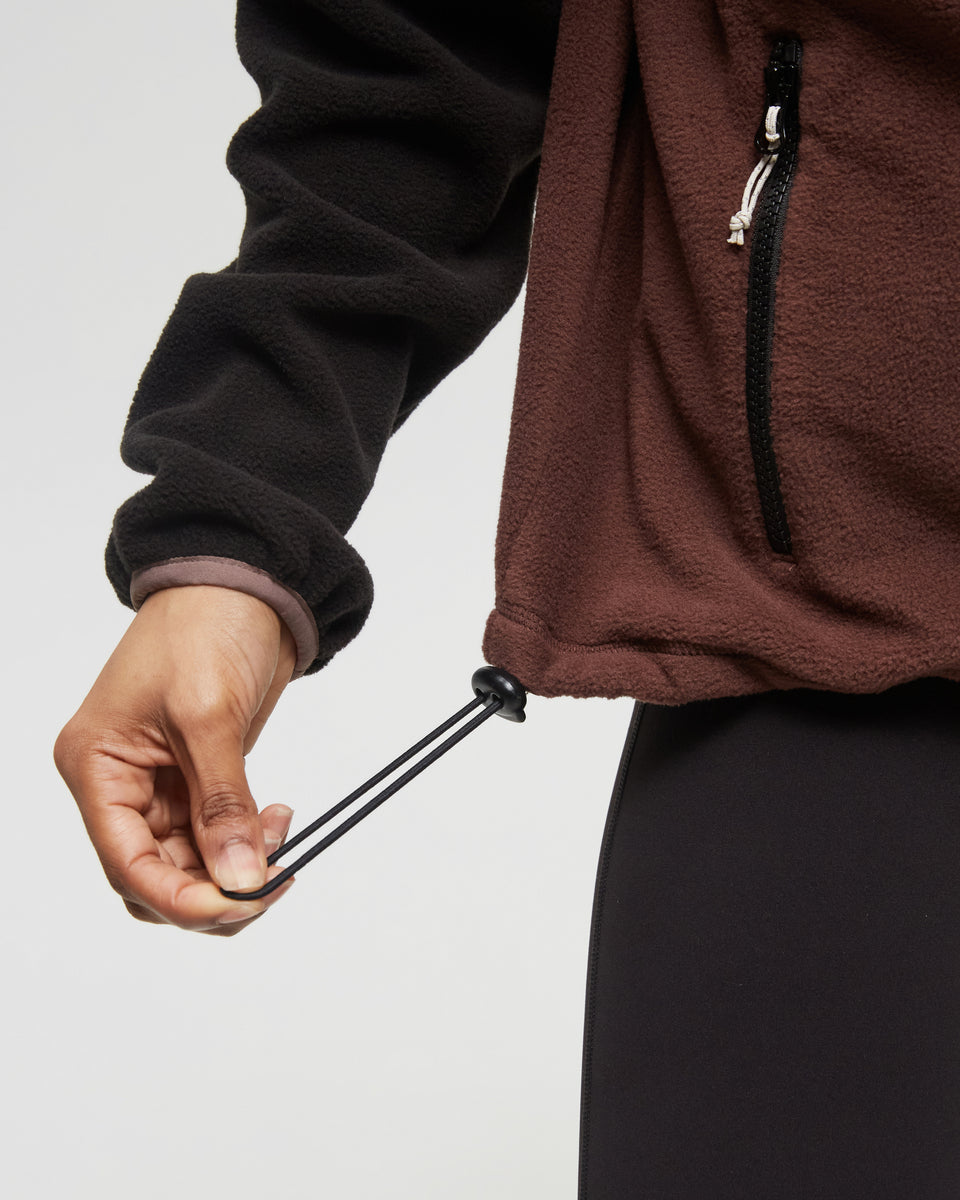 Tentree Women's Recycled MicroFleece Contrast 1/4 Zip - Meteorite Black Deep Mahogany Elkwood