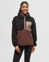Tentree Women's Recycled MicroFleece Contrast 1/4 Zip - Meteorite Black Deep Mahogany Elkwood