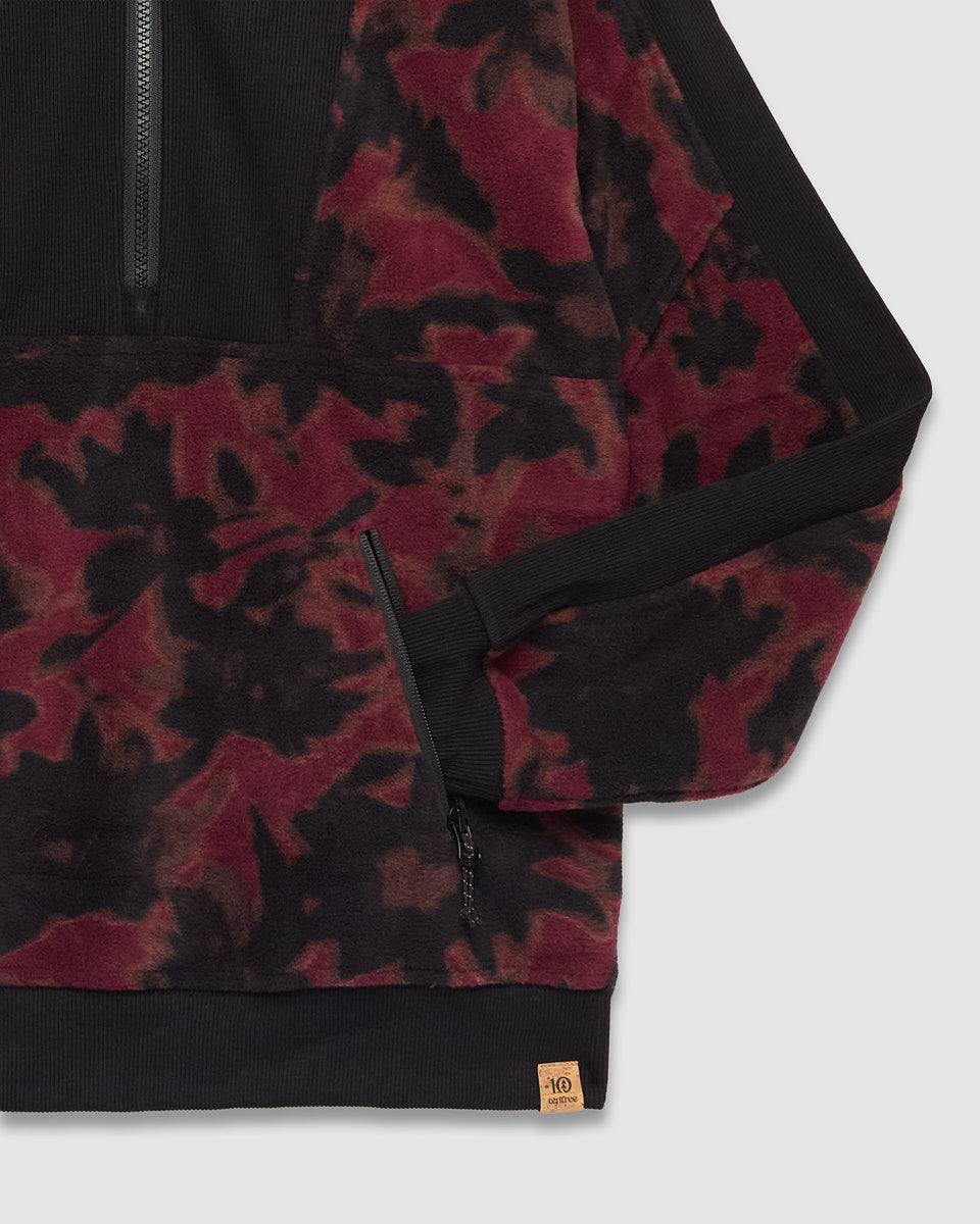 Tentree Women's Pikes Half Zip - Abstract Flora Meteorite Black