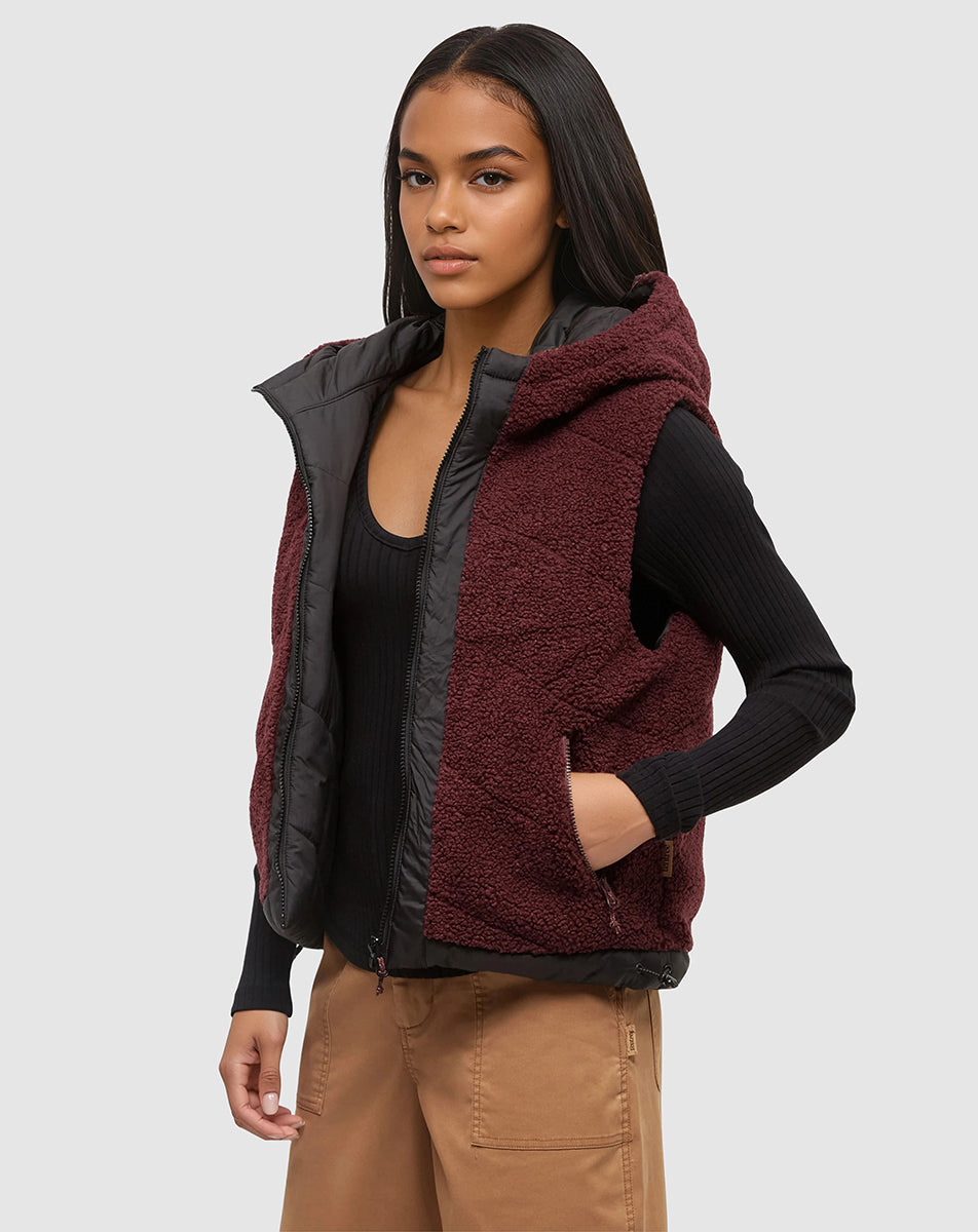 Tentree Women's Collins Vest - Deep Burgundy Meteorite Black