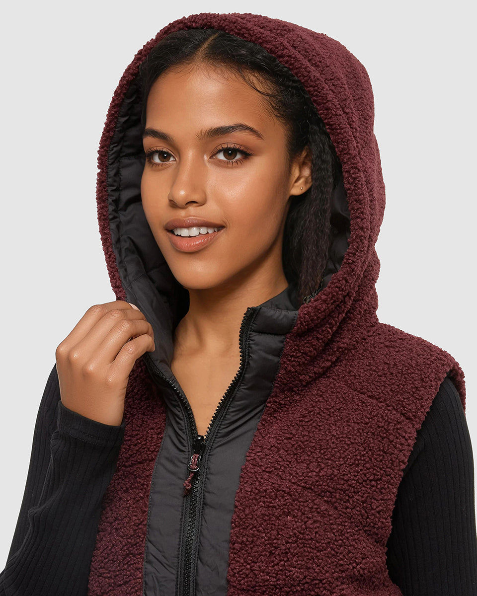 Tentree Women's Collins Vest - Deep Burgundy Meteorite Black