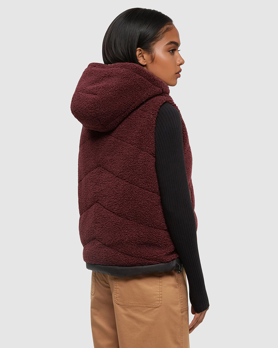 Tentree Women's Collins Vest - Deep Burgundy Meteorite Black