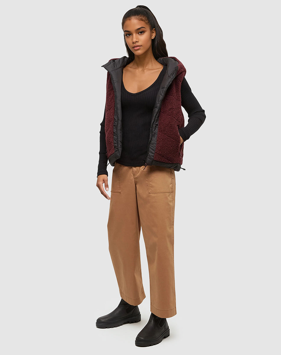 Tentree Women's Collins Vest - Deep Burgundy Meteorite Black