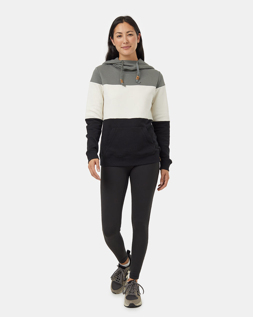 Tentree Women's Blocked Banshee Hoodie - Mineral Undyed Meteorite Black